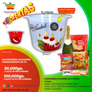 CHAMPAÑERA NAVIDEÑA 7 LITROS CON PRODUCTOS 1